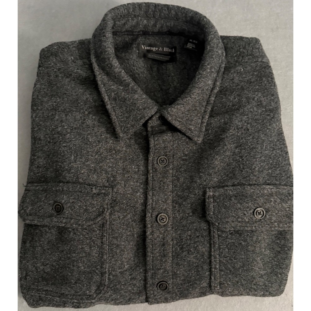 Vintage & Black Brand Weatherproof Men's XL Gray Fleece Shirt Jacket - Picture 4 of 8